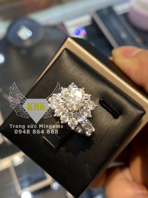 Nhẫn Kim Cương Nữ Moissanite 8 Ly 2 Chậu Bông Hoa Rực Rỡ Vàng Trắng 14k Giá Tốt Nhất Hiện Nay