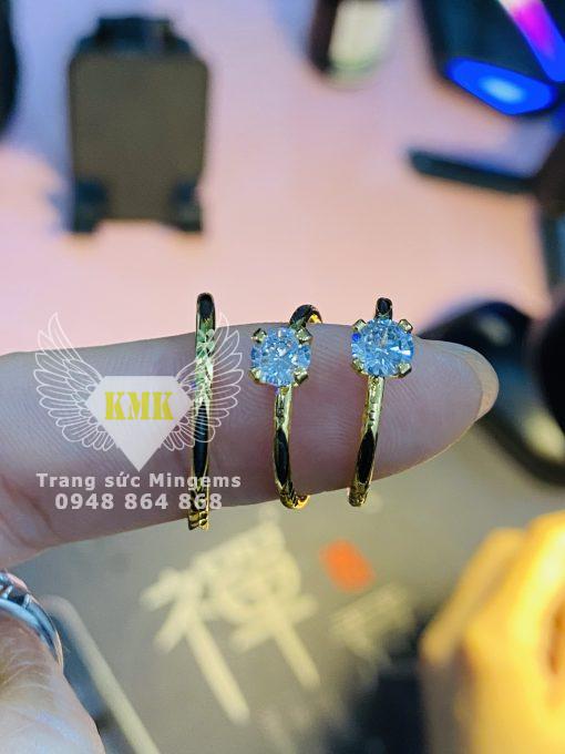 Nhẫn Lông Đuôi Voi Gắn Hột Moissanite 5ly4 Xinh Xắn Giá Rẻ Vàng 10k Dễ Chơi Hiện Nay