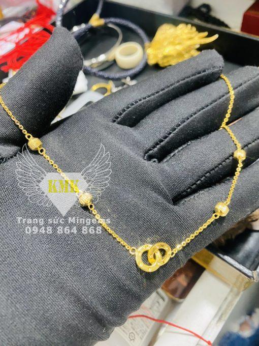 dây chuyền vàng 18k kiểu tròn đính đá