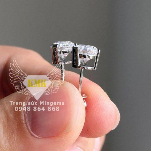 Khuyên Tai Kim Cương Hình Trái Tim Vàng Trắng Moissanite Siêu Sáng Đẹp Giá Rẻ Tại Mingems