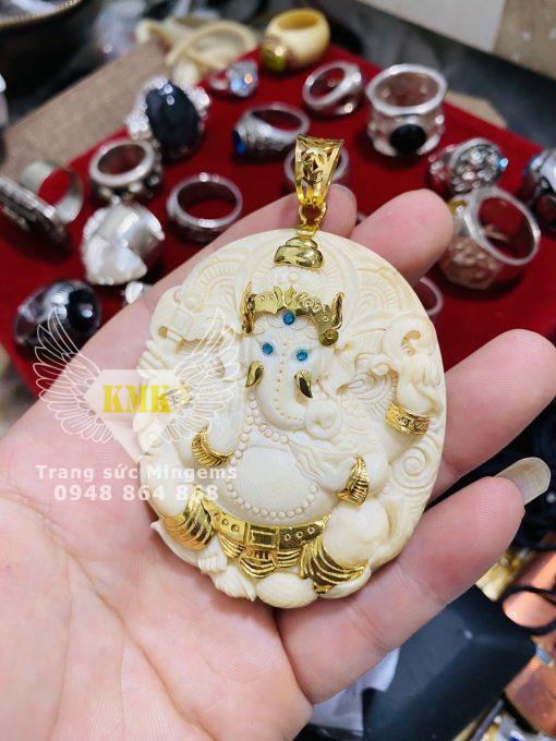 Mặt Dây Chuyền Thần Voi Thái Bọc Ốp Vàng 18k Siêu VIP Hiếm Có Tại Mingems