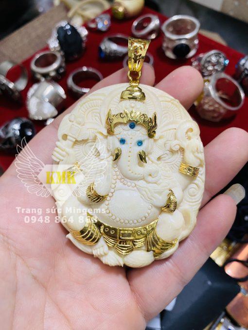 Mặt Dây Chuyền Thần Voi Thái Bọc Ốp Vàng 18k Siêu VIP Hiếm Có Tại Mingems