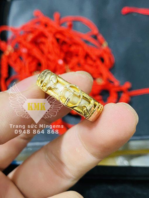 Nhẫn Vàng 610 15k Hình Con Trâu Kết Hợp Chữ T Chữ Cái Theo Tên Phong Thủy