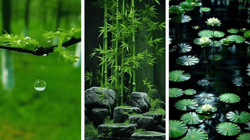 vòng đá phong thủy mệnh mộc nam trên nền đồng cỏ xanh tươi