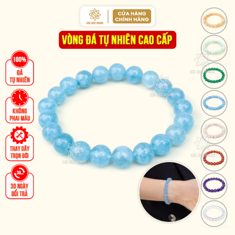 Vòng tay đá phong thủy mệnh Thủy, giúp cải thiện sức khỏe, bình an