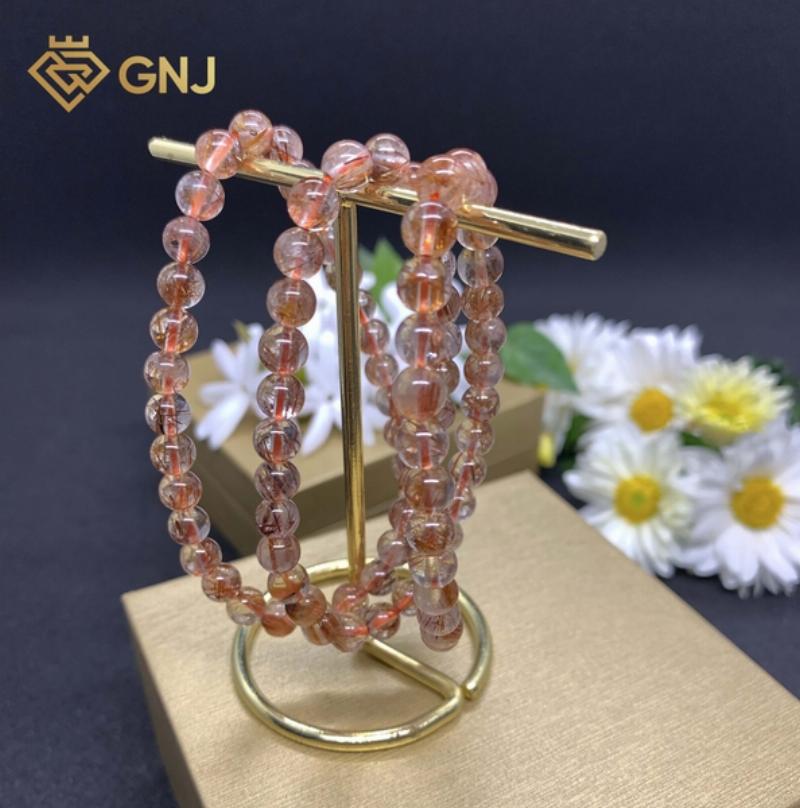 Vòng tay thạch anh tóc nâu mệnh Thổ, tài lộc, thịnh vượng